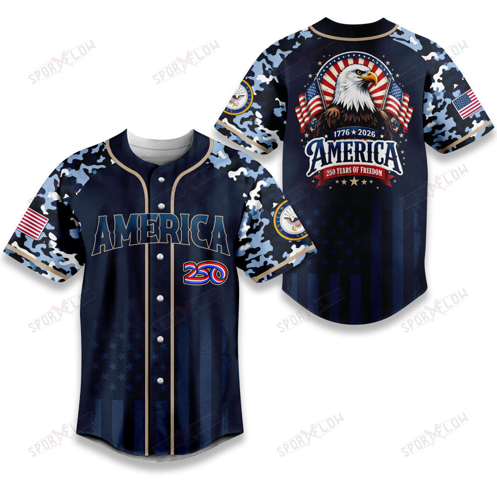 Us Navy 250Th Birthday Anniversary 2026 Baseball Jersey