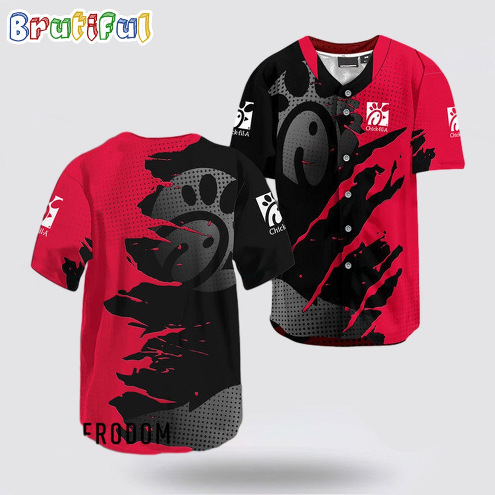 Chick Fil A Metal Crack Pattern Baseball Jersey