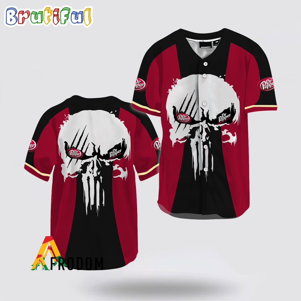 Ghost Head White Skull Dr Pepper Baseball Jersey