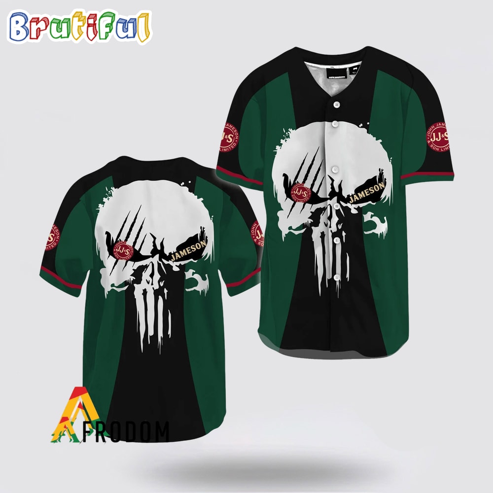 Ghost Head White Skull Jameson Whiskey Baseball Jersey