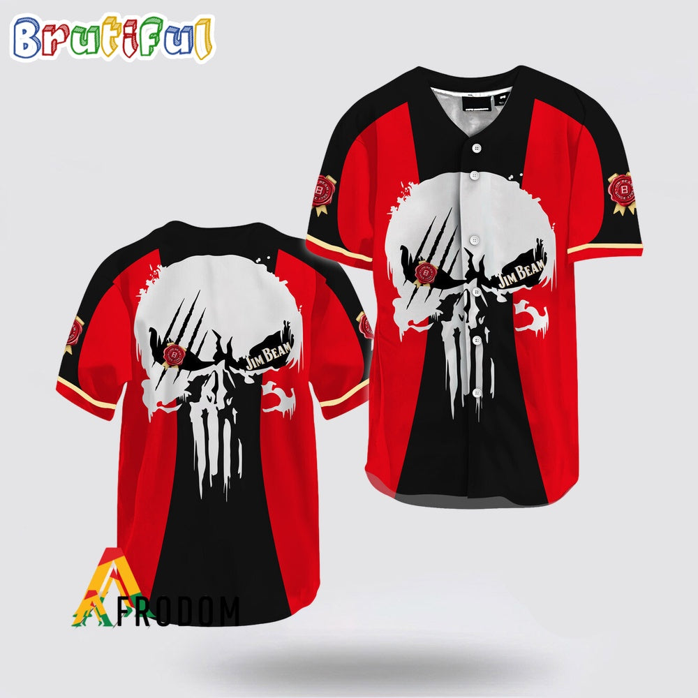 Ghost Head White Skull Jim Beam Baseball Jersey