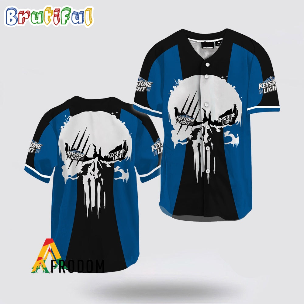 Ghost Head White Skull Keystone Light Baseball Jersey