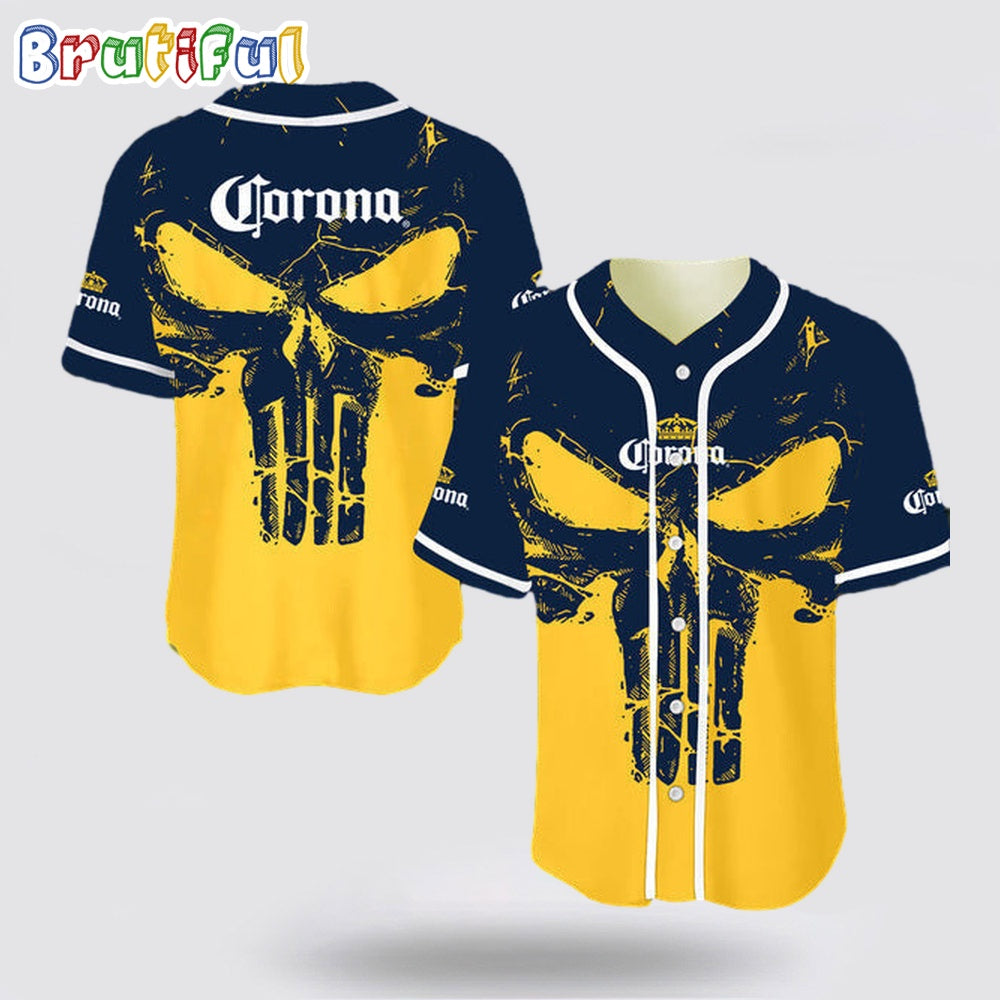 Retro Skull Corona Beer Baseball Jersey