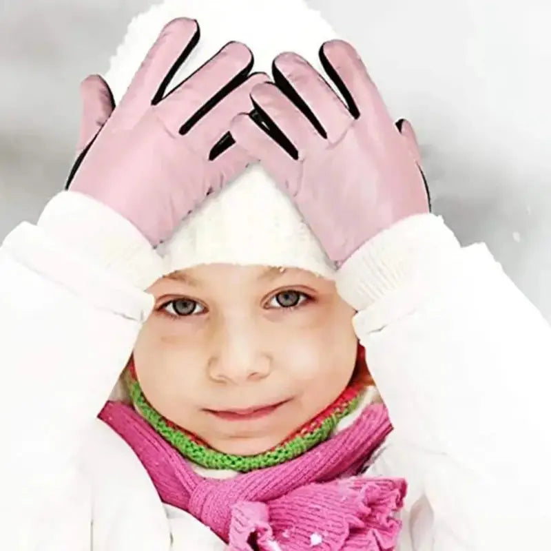 1pair Kids Gloves Waterproof Outdoor Full Finger Thermal Gloves Children Winter Snow Mittens for for 3-13 Years Old Boy Girl