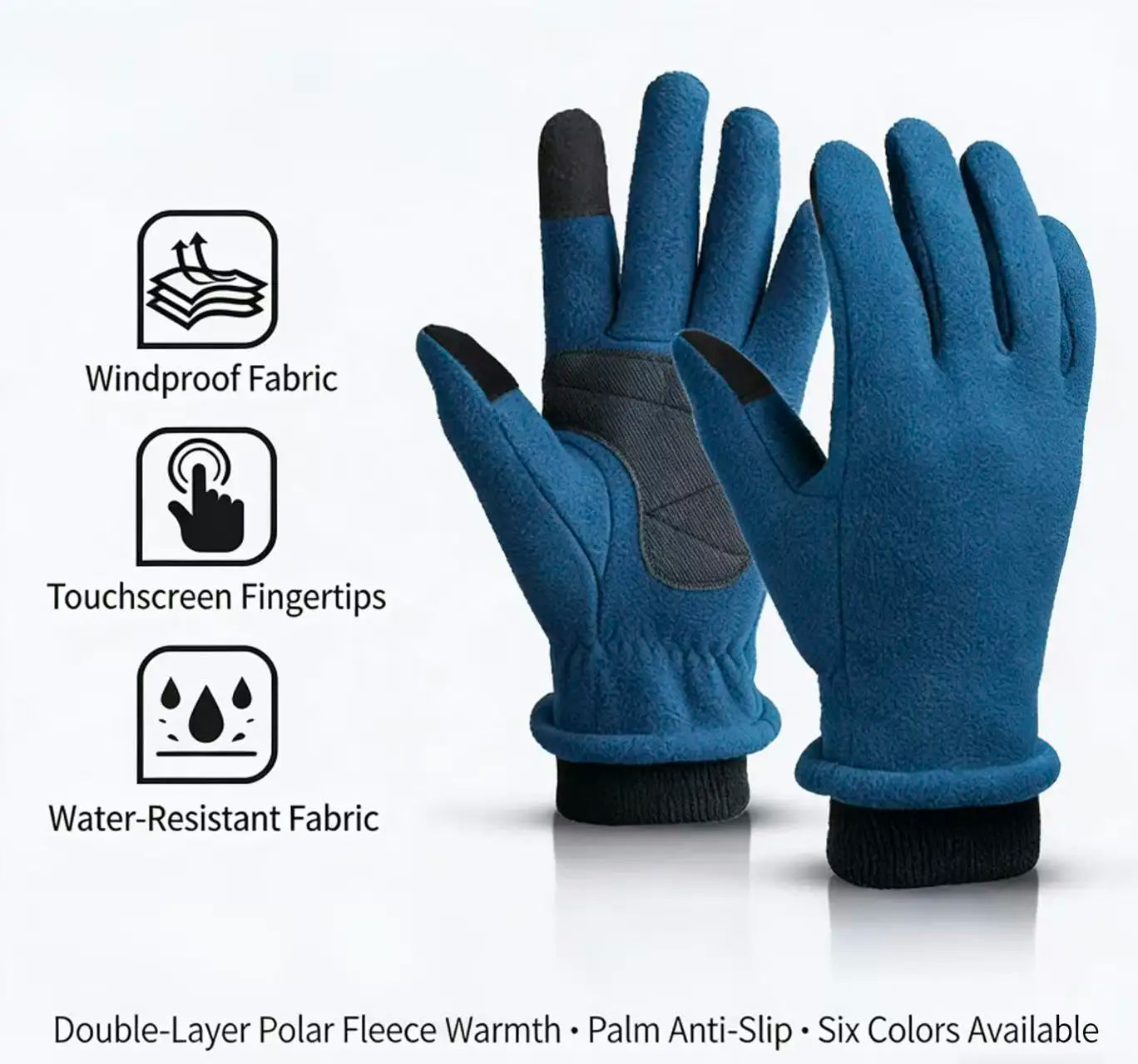 Men Women's Winter Warm Gloves Double-Layer Fleece Protective Thermal Gloves Winter Waterproof Anti-slip Outdoor Cycling Gloves