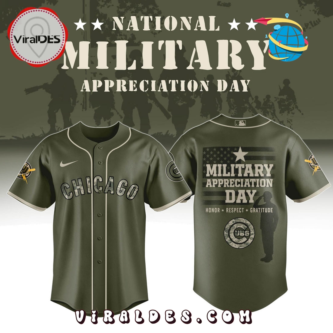 Chicago Cubs MLB Military Appreciation Day Baseball Jersey
