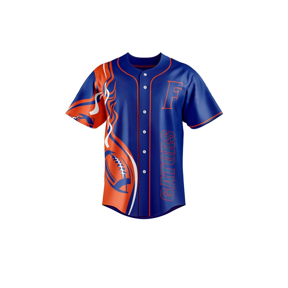 Florida Gators Men'S Baseball Jersey - Bold Alligator Graphic, Blue &amp; Orange Fan Gear