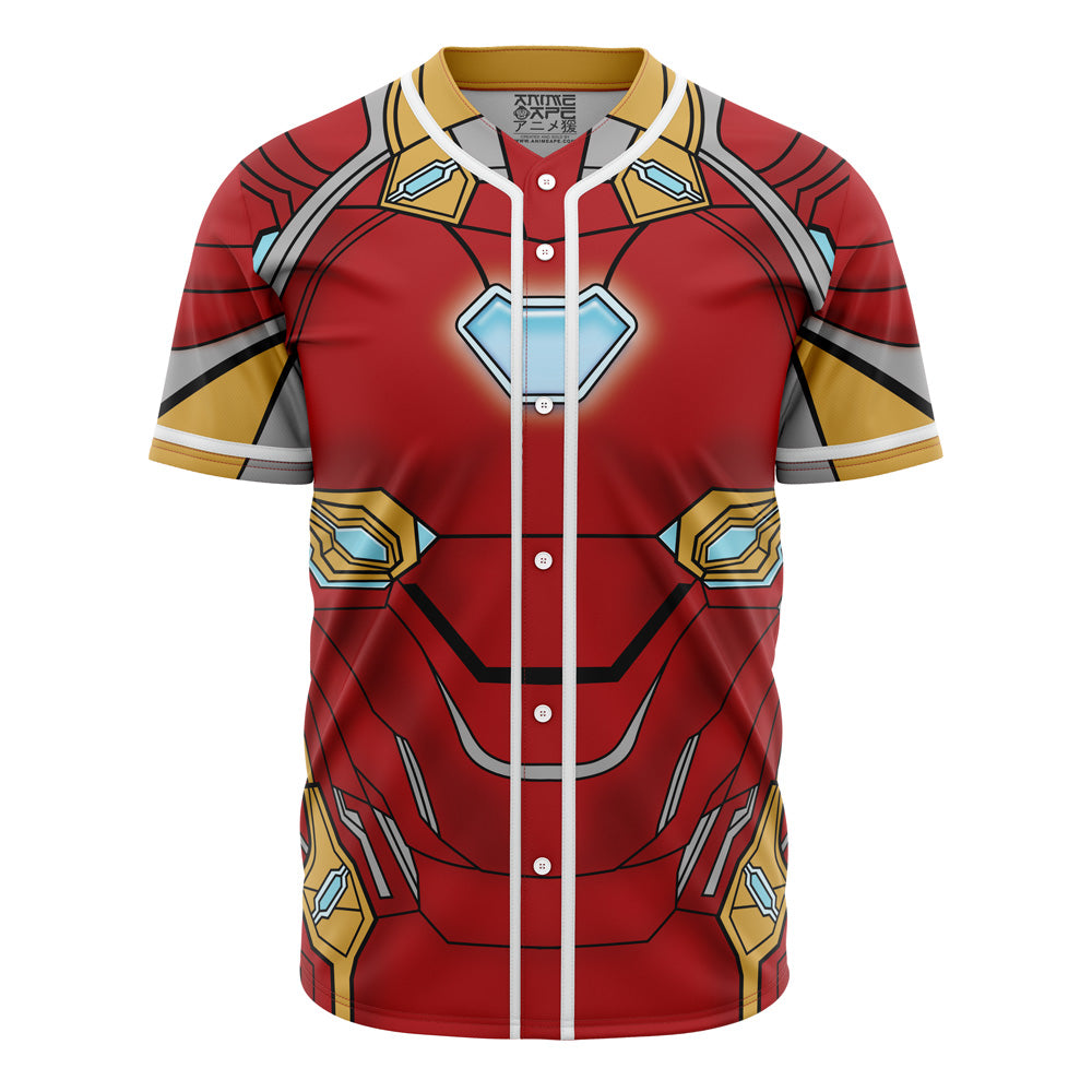 Superhero-Inspired Red Armor Baseball Jersey - Unleash Your Inner Hero!