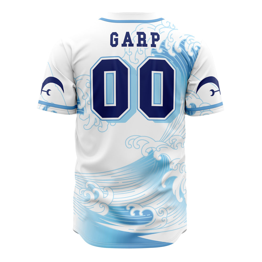 Wave Pattern Baseball Jersey - Marine Style, Comfortable Fit, Perfect For Fans
