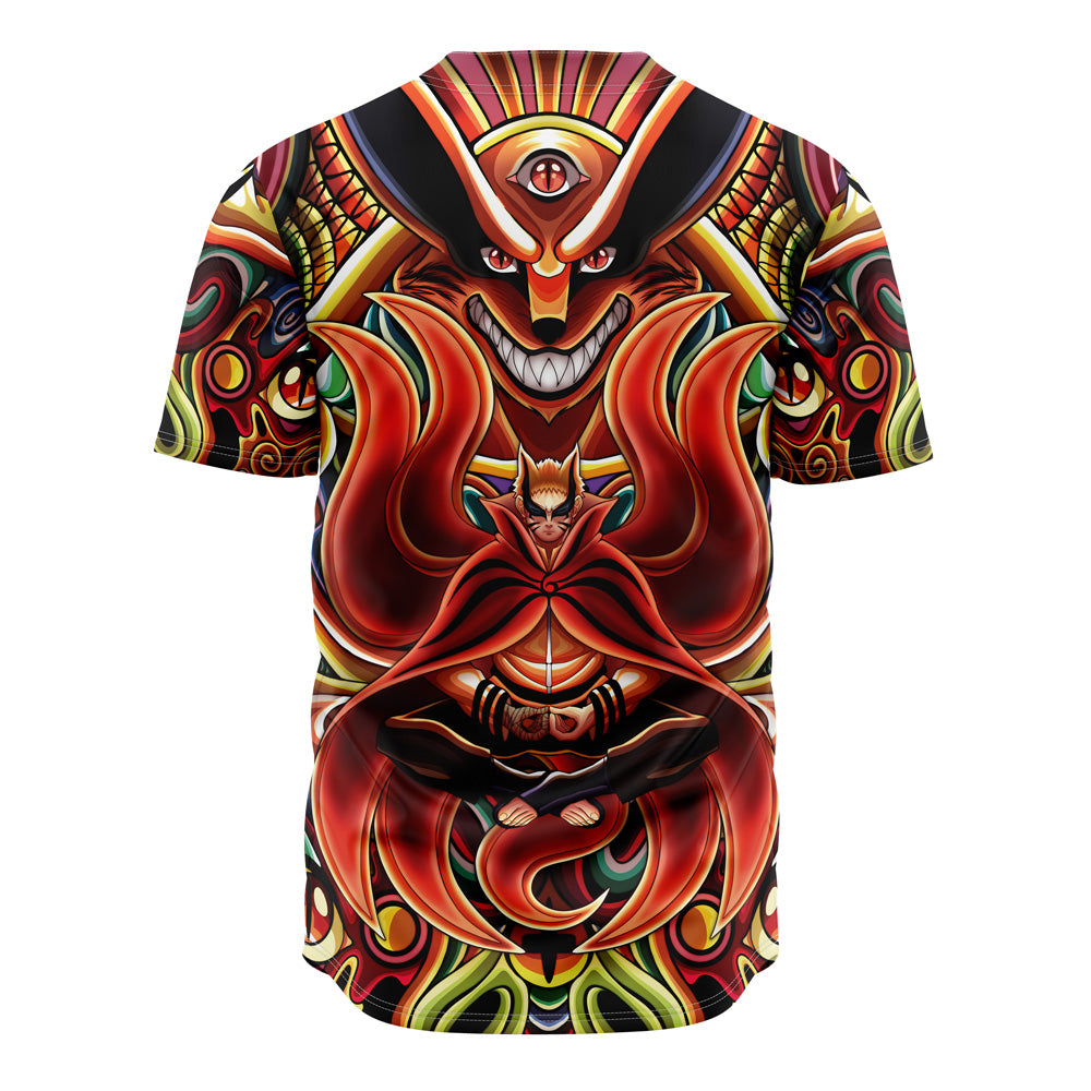 Vibrant Demon Face Graphic Baseball Jersey – Bold &amp; Stylish Anime Print Shirt