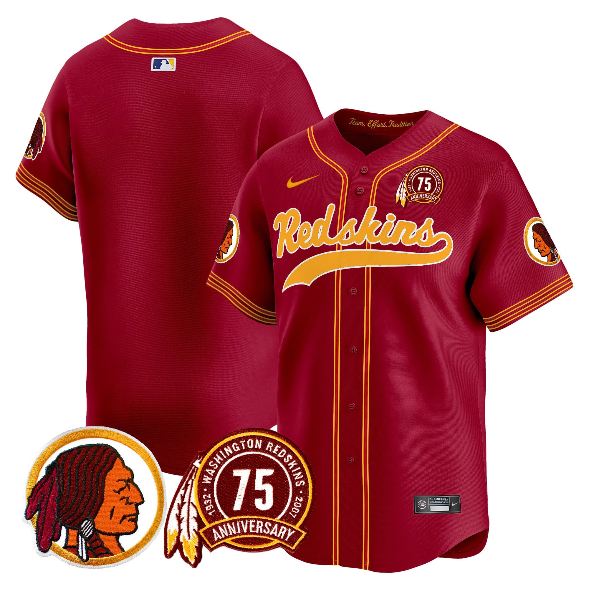 Men's Washington Redskins 75th Patch Throwback Vapor Premier Limited Jersey - All Stitched