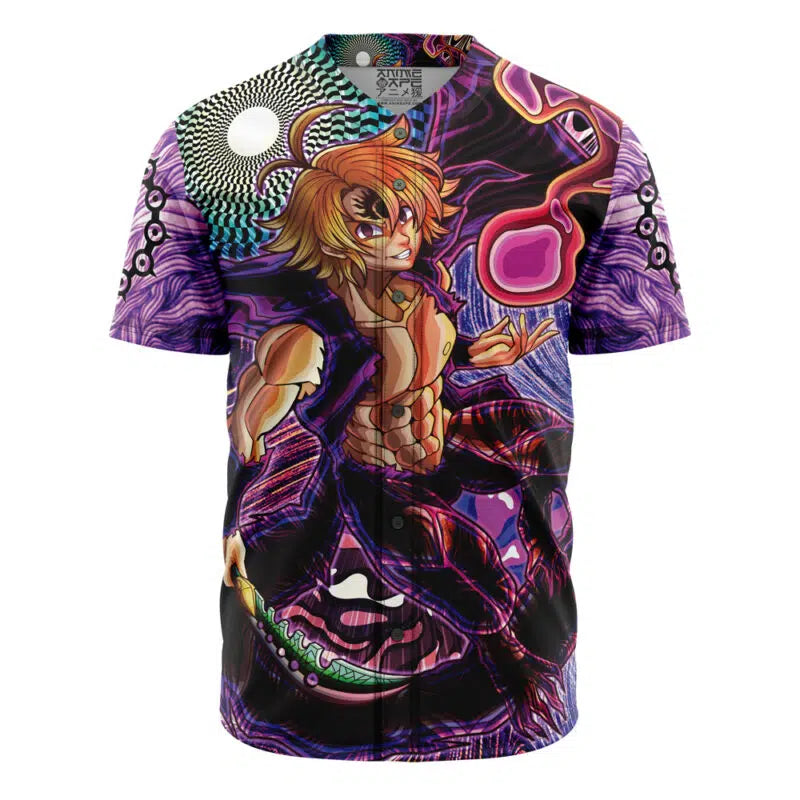 Trippy Meliodas Assault Mode Seven Deadly Sins Baseball Jersey Without Piping